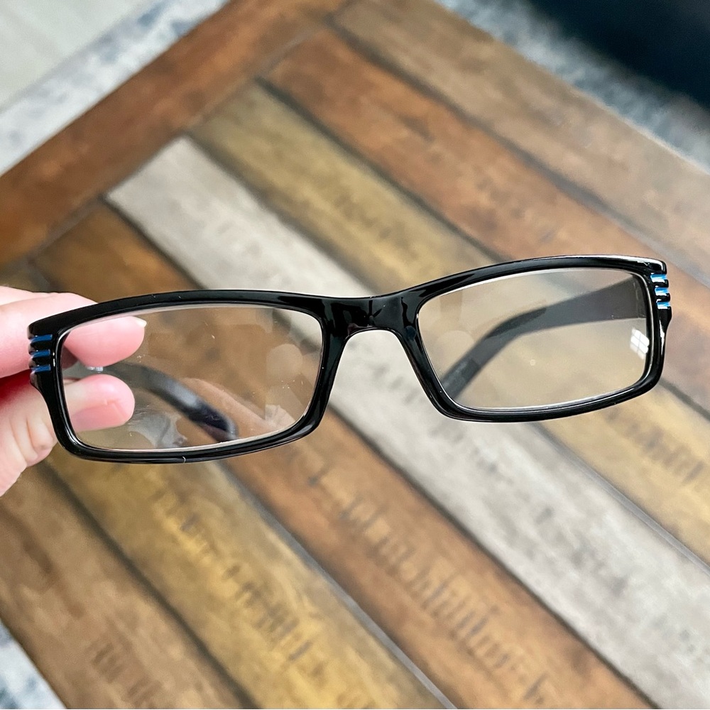 Glasses Black with Blue Stripes +2.5 Readers